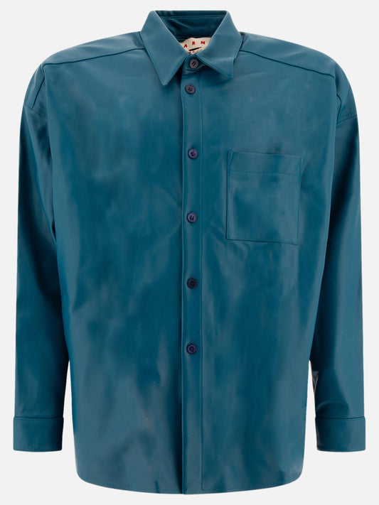 Marni Leather shirt with chest pocket Blue