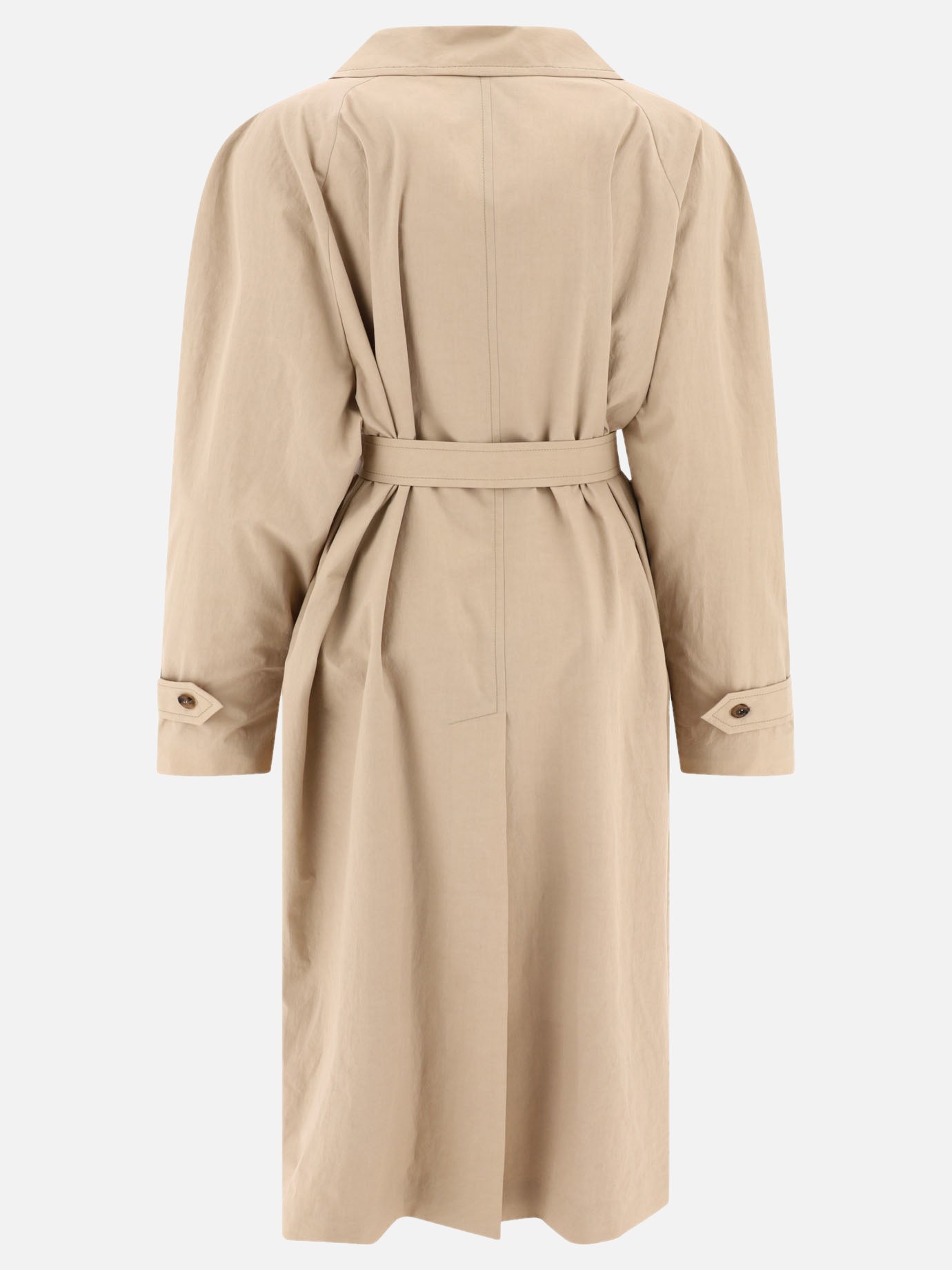 Miu Miu Double-breasted rain coat with logo Beige