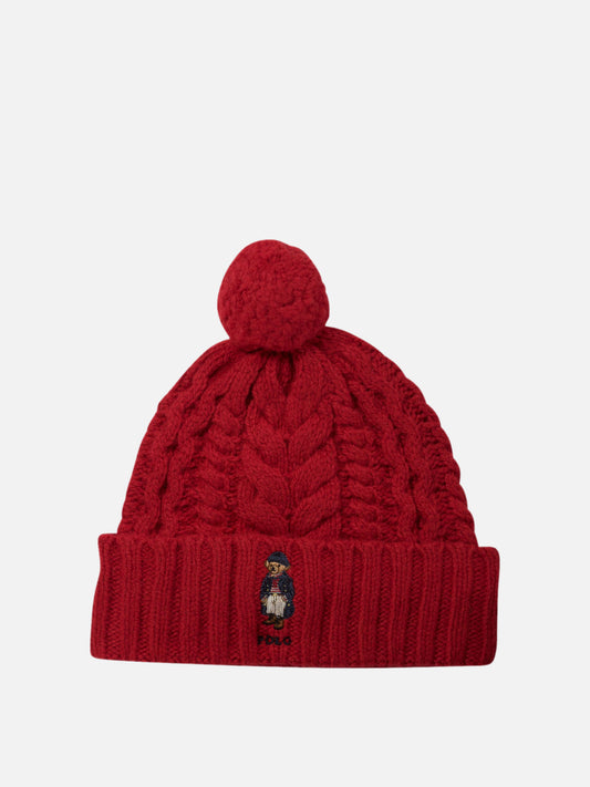 Polo Ralph Lauren "Polo Bear" cable pom-pom beanie Red