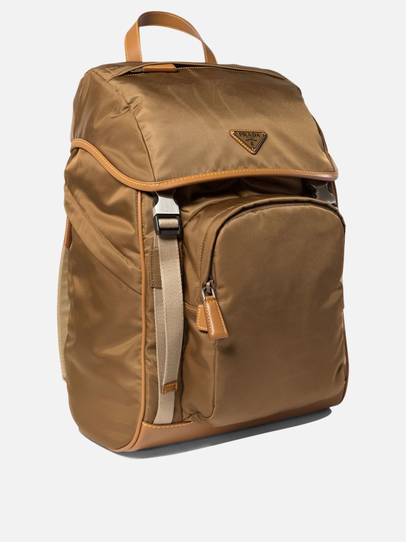 Re-Nylon and leather backpack