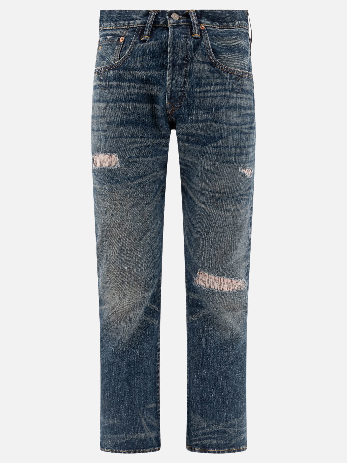 RRL by Ralph Lauren "Sutton" repaired selvedge jeans Blue