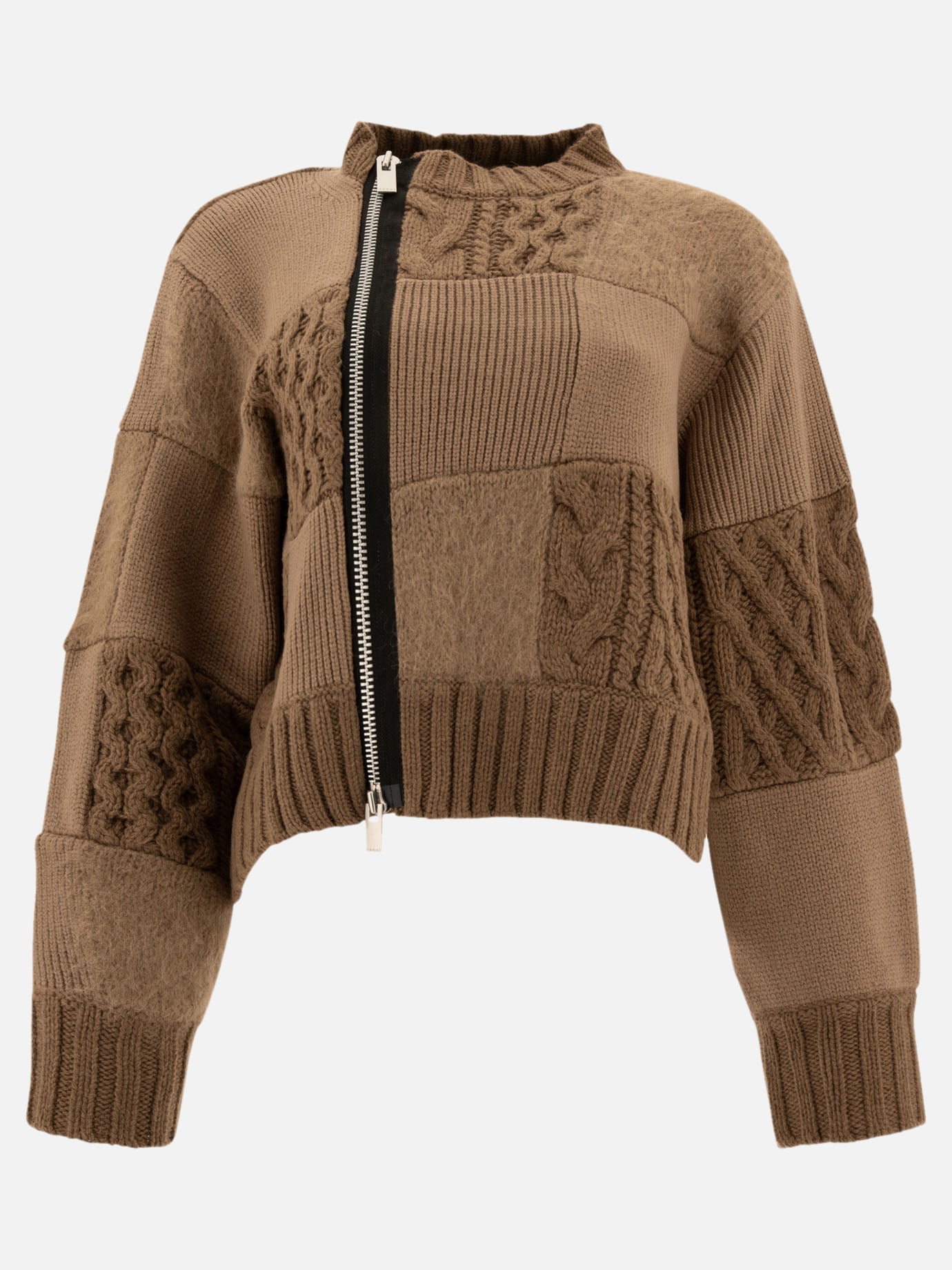 Sacai Patchwork cardigan Beige