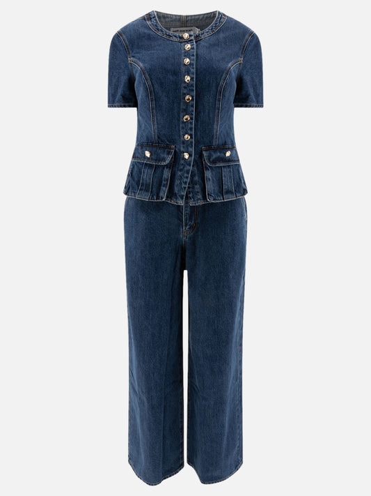 Self-portrait Denim jumpsuit Blue