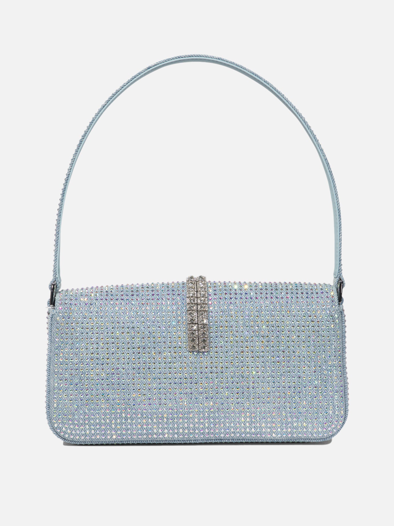 Borsa a spalla in denim con strass