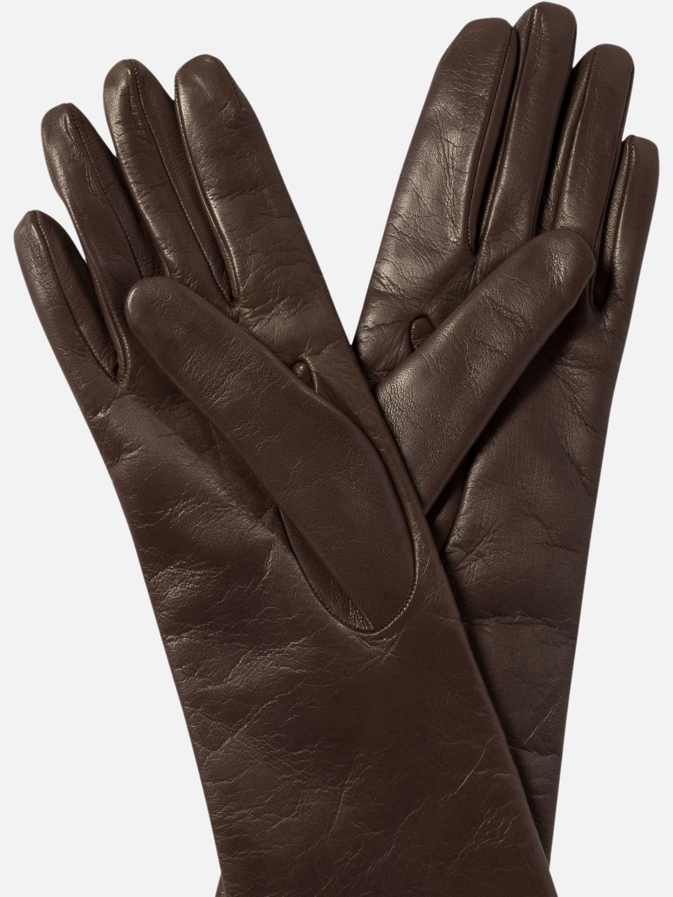 Toteme Long leather gloves Brown