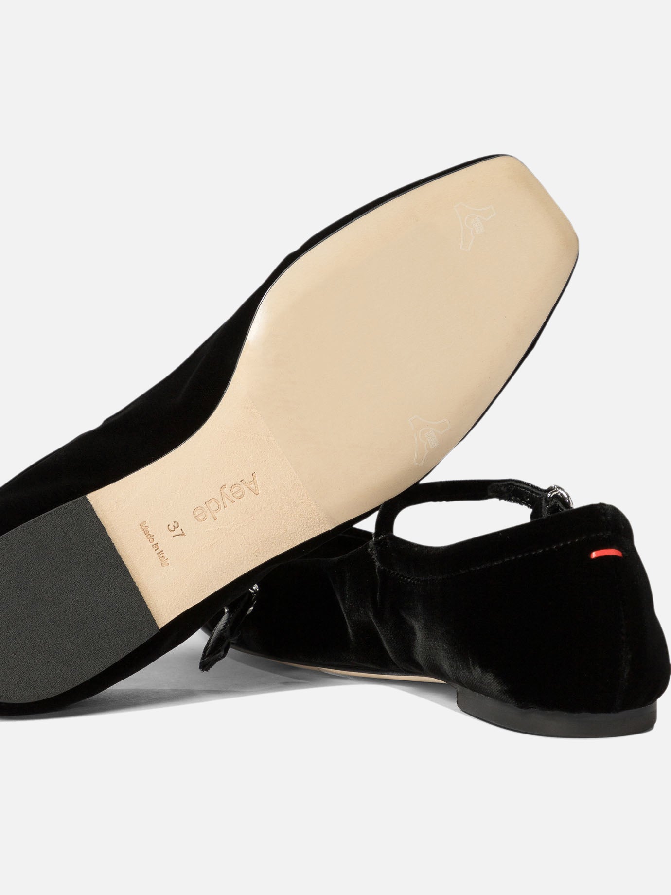 Mary Jane ballet flats 100% velvet - 100% leather  Black - Aeyde Women | PDP | VIETTI Online Store | thumbnail_5