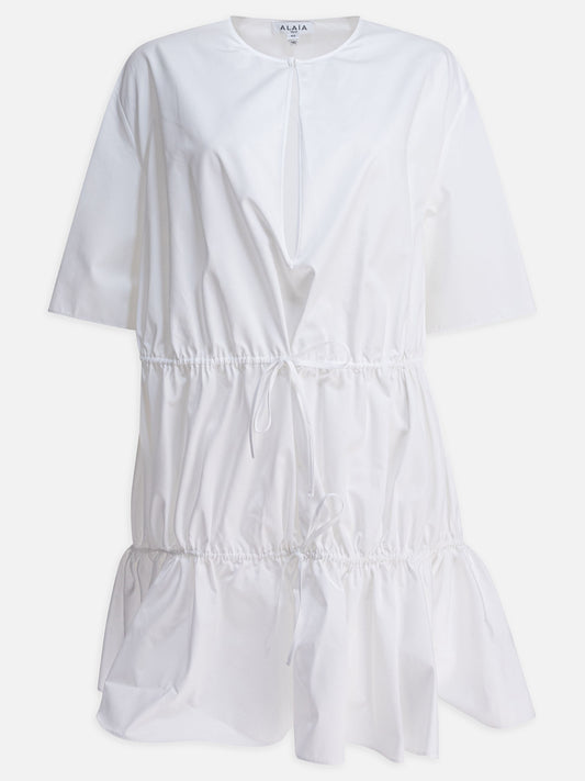 Alaïa Abito in popeline di cotone 19833358_36 White 1