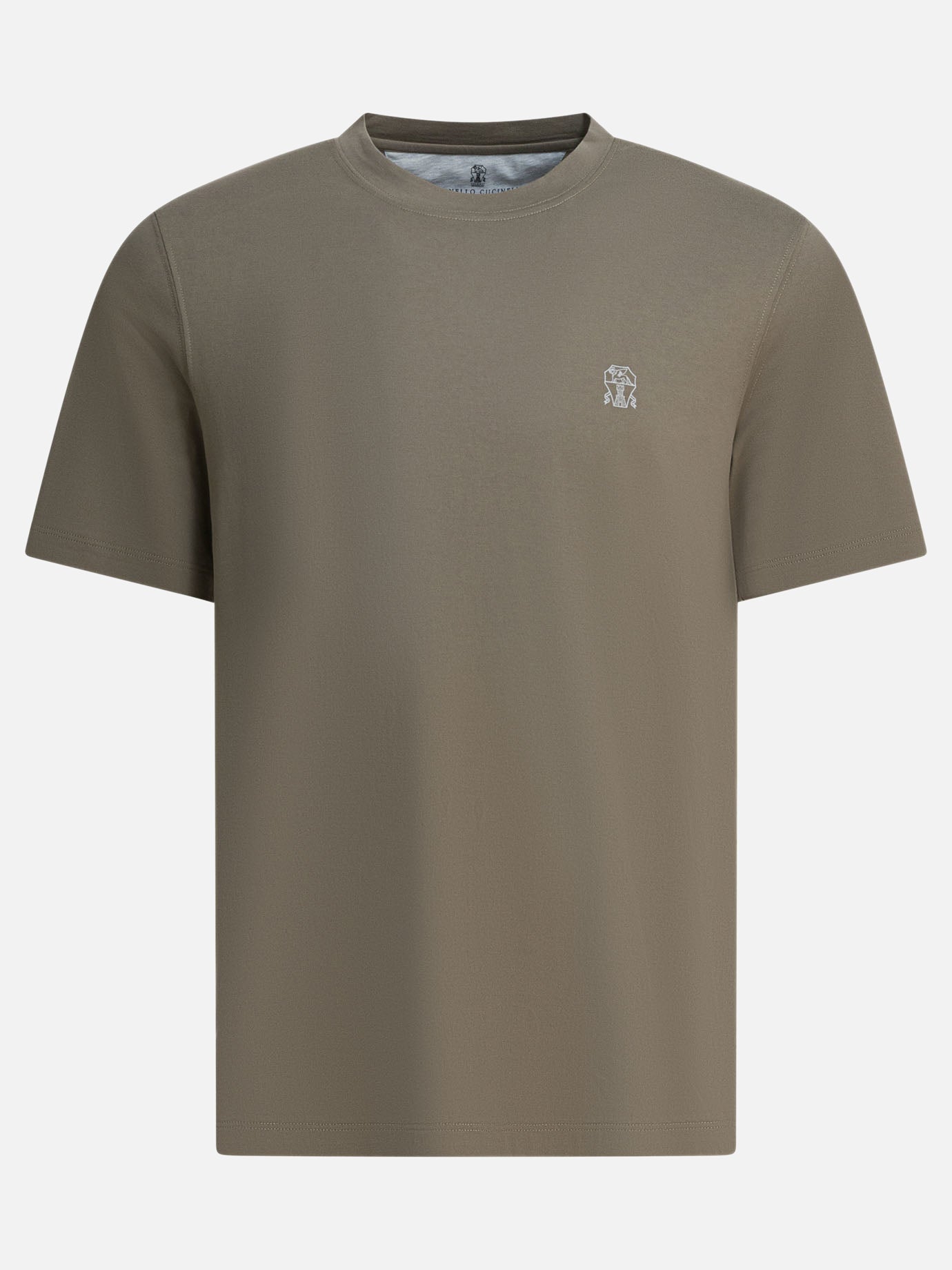 T-shirt girocollo Logo  Verde - Brunello Cucinelli Uomo | PDP | VIETTI Online Store | Zoom-Modal
