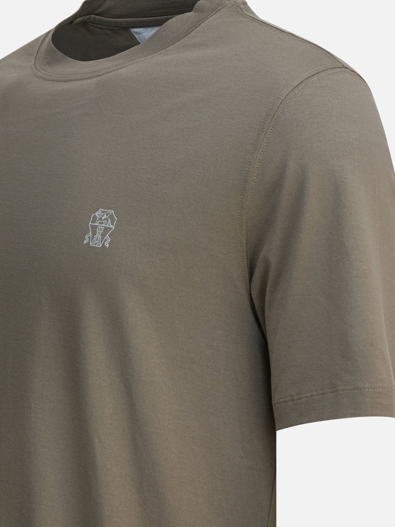 T-shirt girocollo Logo  Verde - Brunello Cucinelli Uomo | PDP | VIETTI Online Store | Zoom-Modal_4
