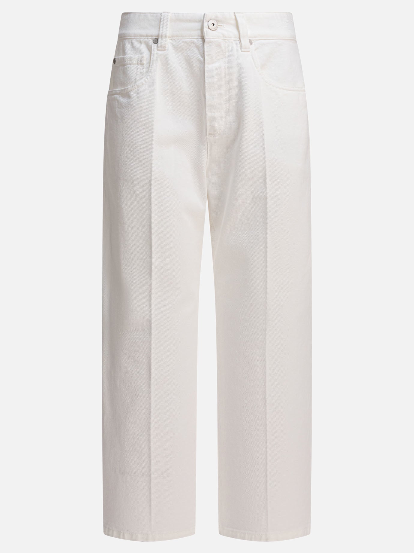 Jeans a gamba dritta Solid colour  Bianco - Brunello Cucinelli Donna | PDP | VIETTI Online Store | thumbnail
