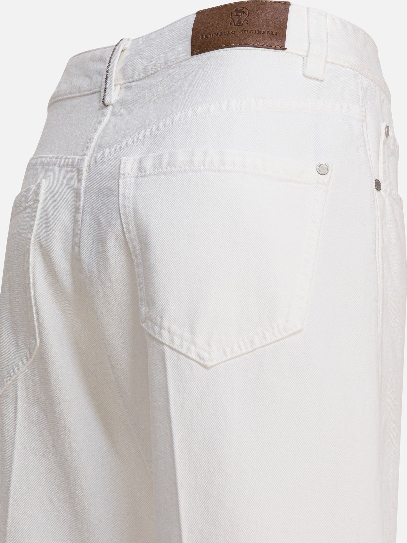 Jeans a gamba dritta Solid colour  Bianco - Brunello Cucinelli Donna | PDP | VIETTI Online Store | thumbnail_4