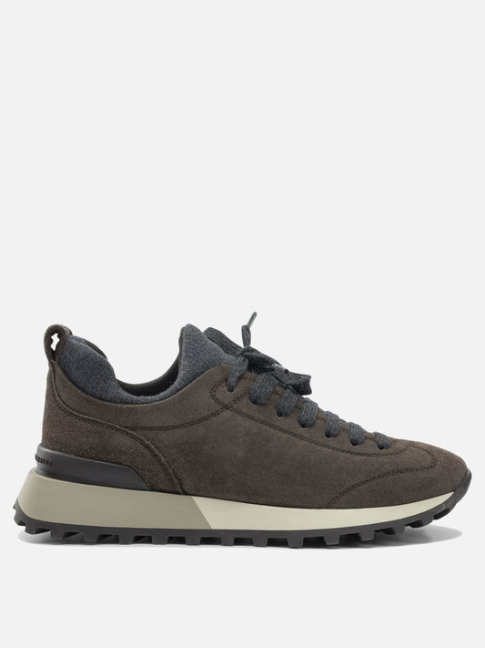 Low top sneakers 60% virgin wool 30% cashmere 10% silk  Black - Brunello Cucinelli Women | PDP | VIETTI Online Store 
