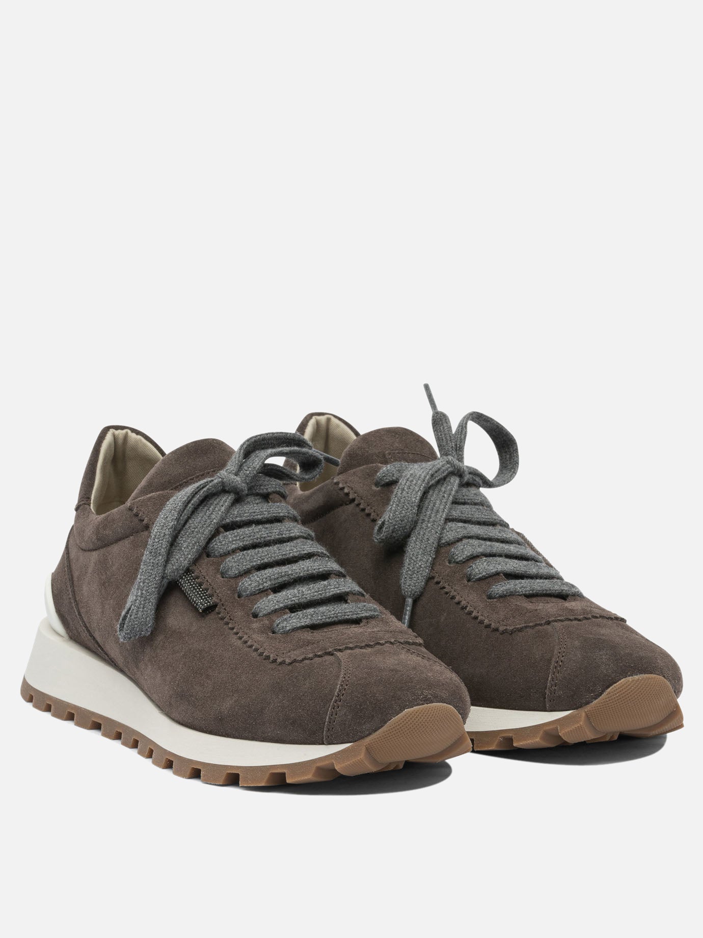 Sneaker basse 100% suede - 100% rubber  Marrone - Brunello Cucinelli Donna | PDP | VIETTI Online Store | thumbnail_2