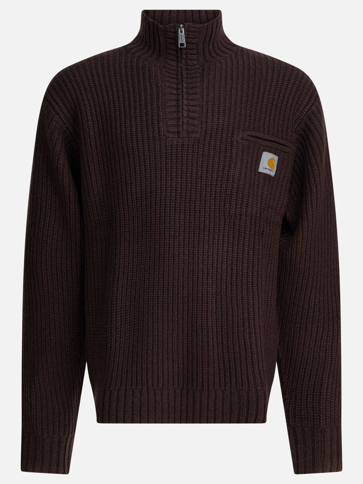 Half zip sweaters Logo  Brown - Carhartt WIP Men | PDP | VIETTI Online Store | thumbnail