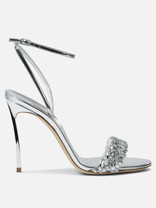 Heeled sandals 100% leather - 100% leather  Silver - Casadei Women | PDP | VIETTI Online Store 
