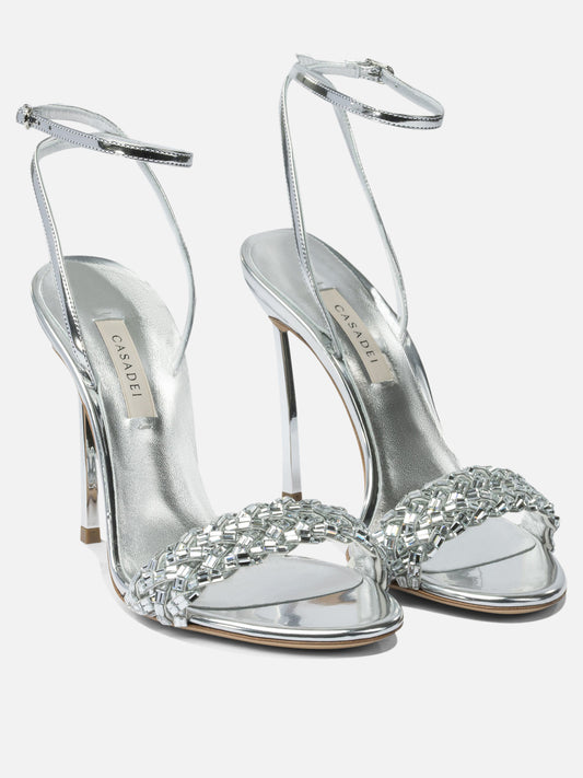 Heeled sandals 100% leather - 100% leather  Silver - Casadei Women | PDP | VIETTI Online Store | 2

