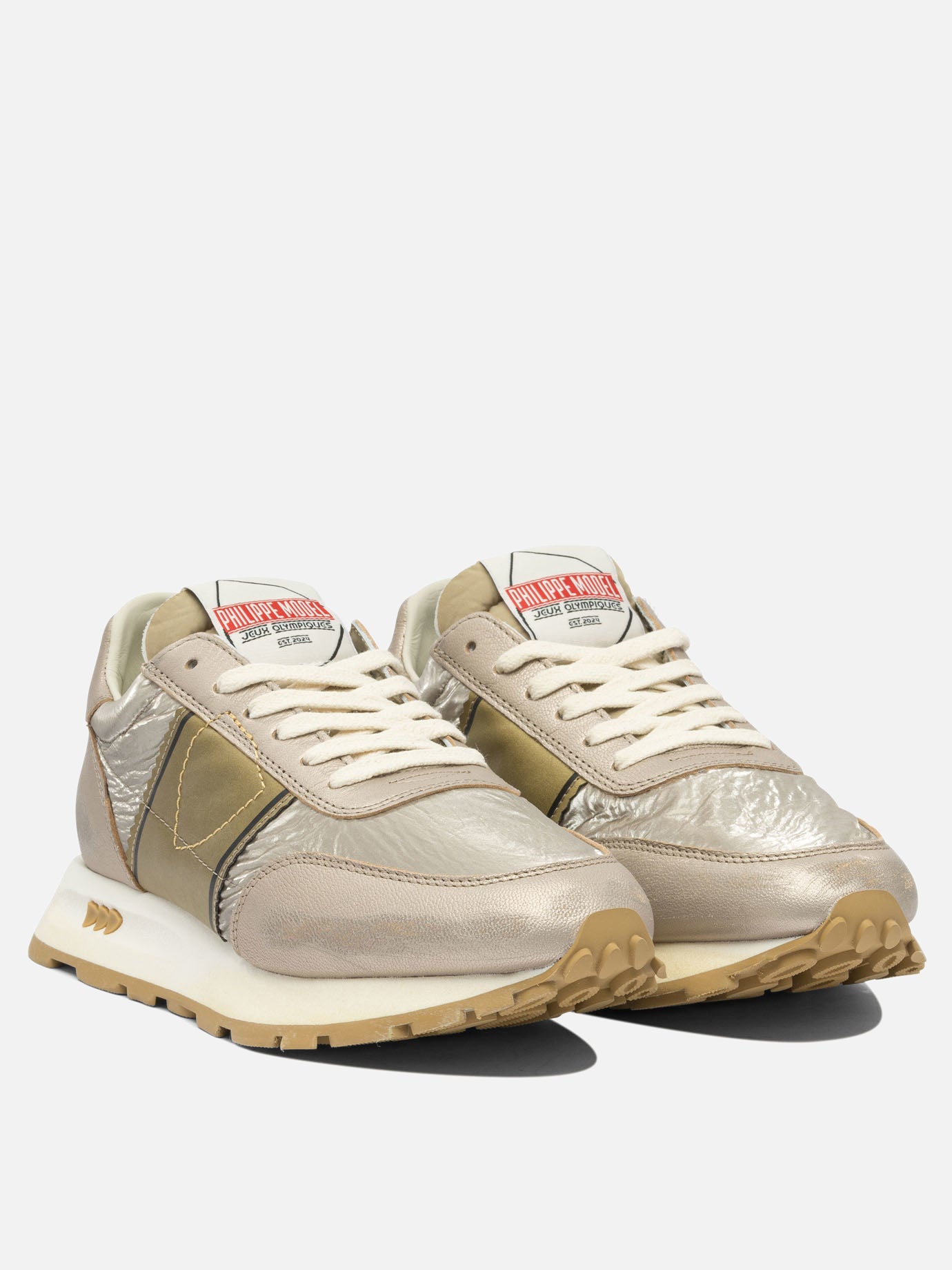 Sneaker basse 90% leather 10% mesh - 100% rubber  Oro - Philippe Model Paris Donna | PDP | VIETTI Online Store | thumbnail_2