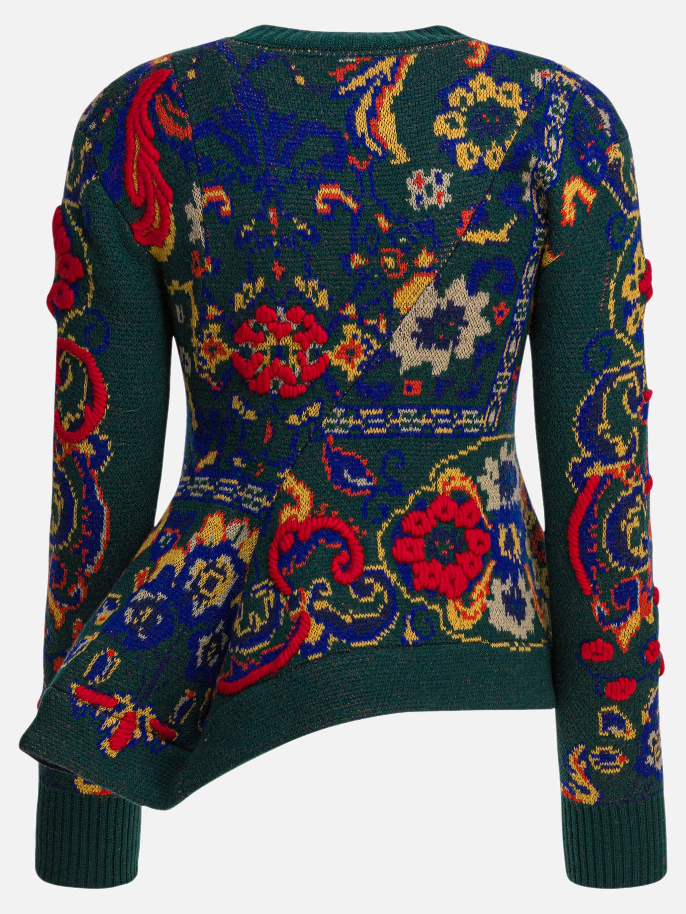Sacai Floral jacquard knit sweater 18198575_2 Green thumbnail_2