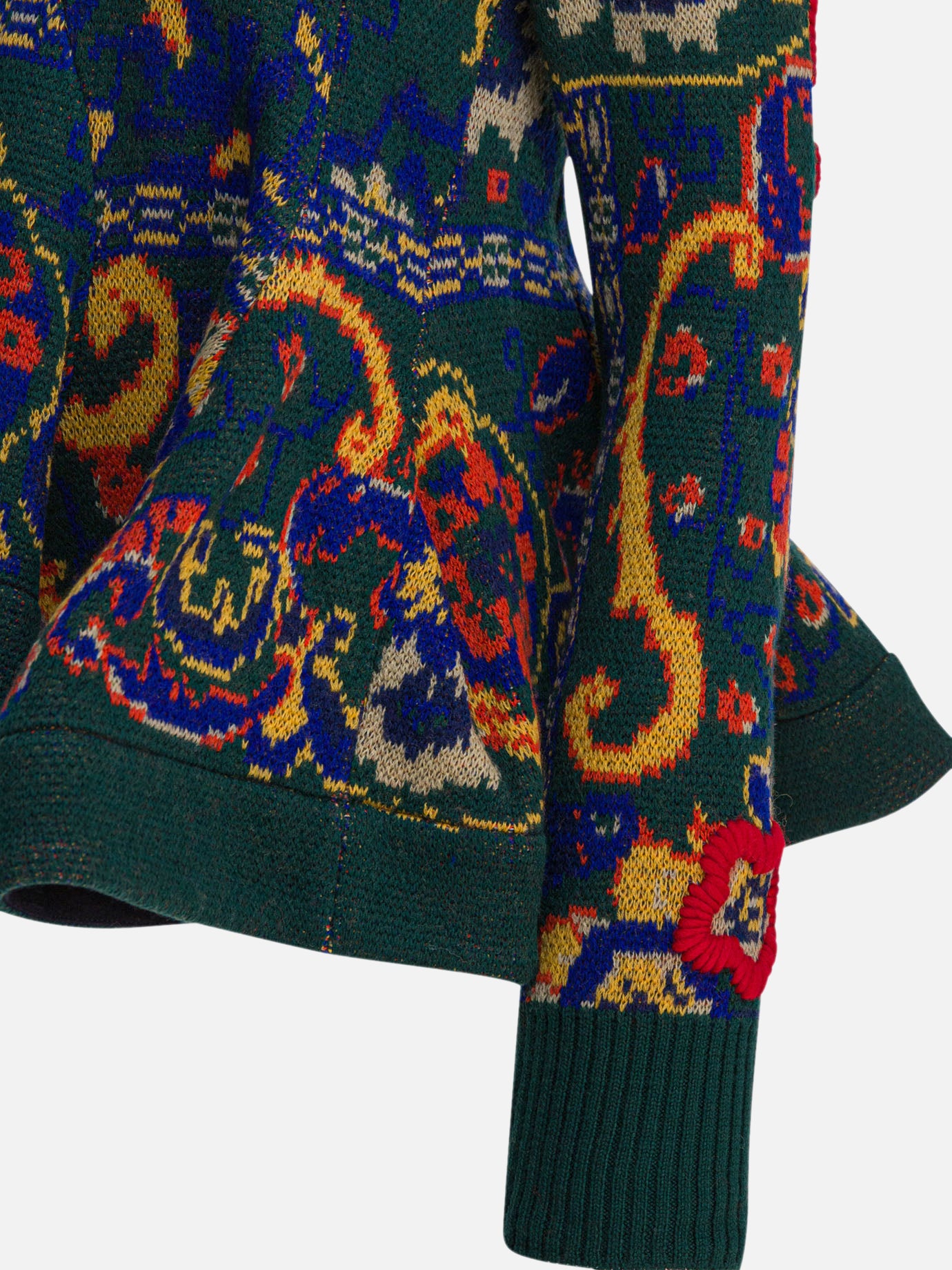 Sacai Floral jacquard knit sweater 18198575_2 Green thumbnail_4