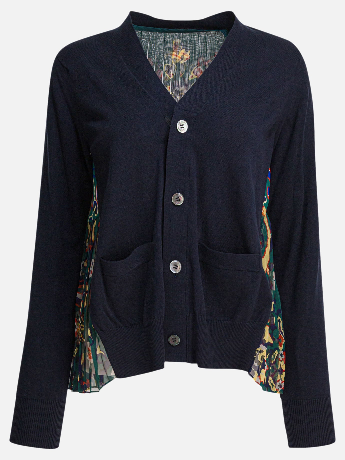 Sacai Cardigan with floral print Blue