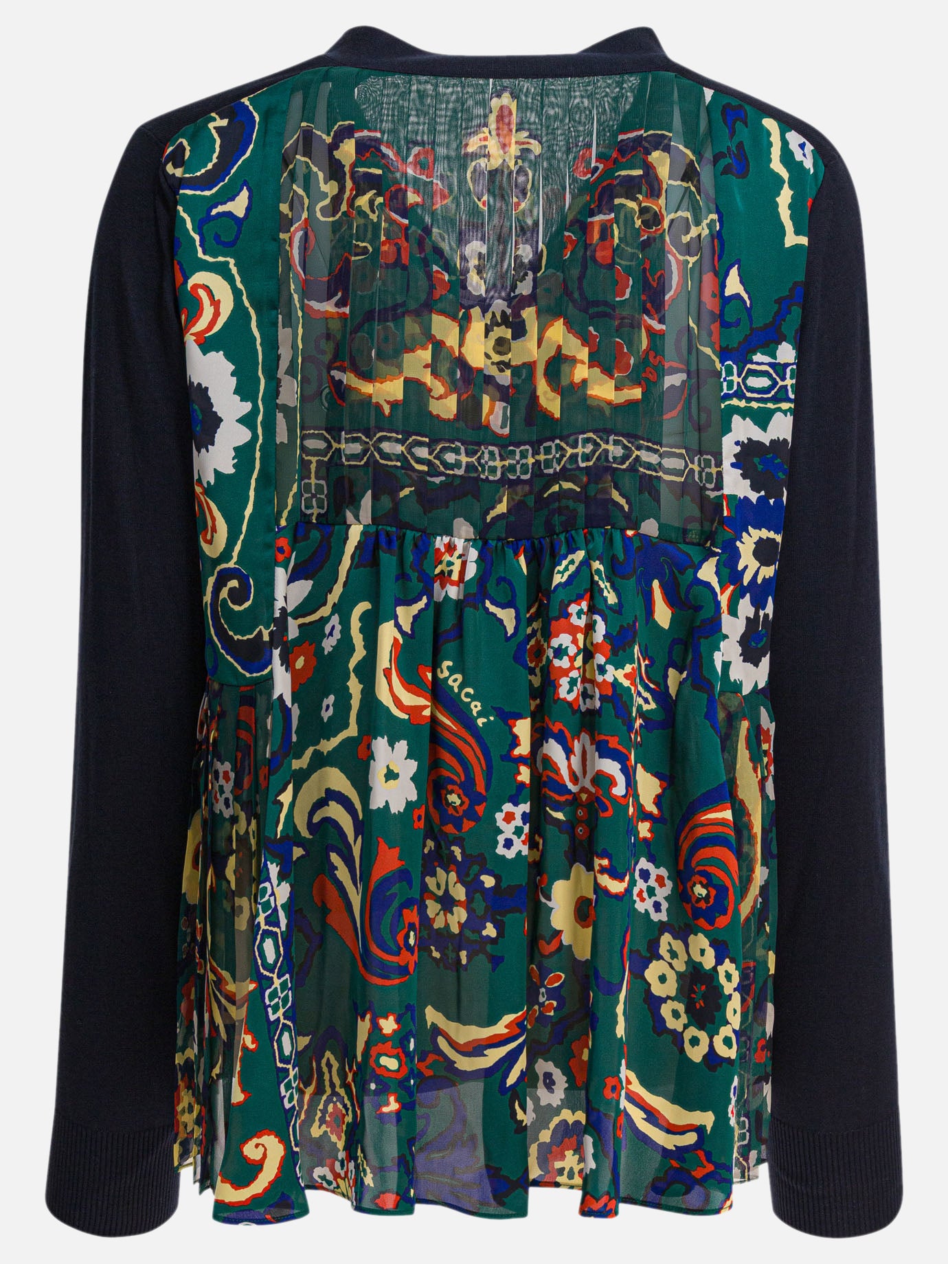 Sacai Cardigan con stampa floreale 12637320_2 Blue thumbnail_2