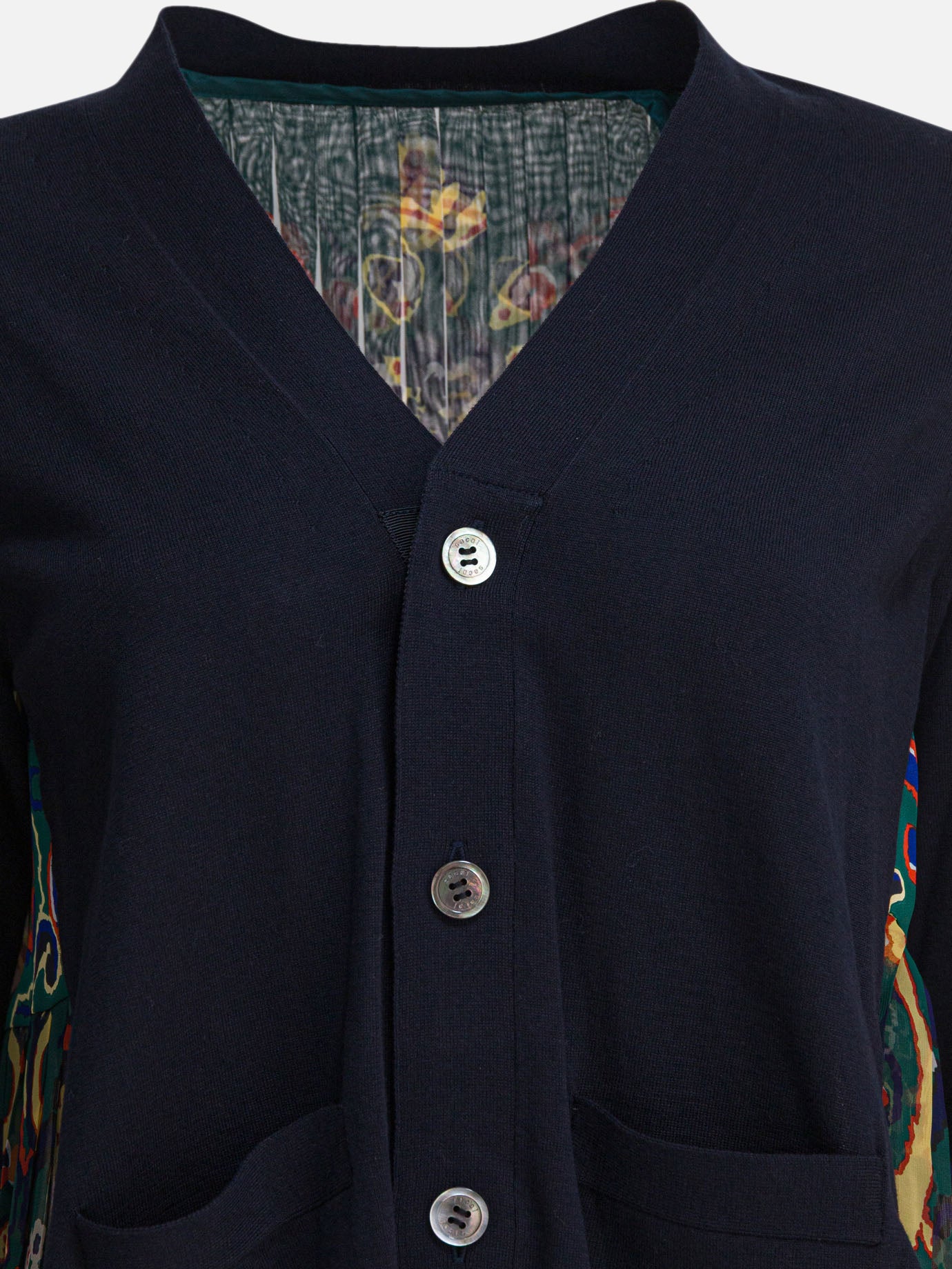 Sacai Cardigan con stampa floreale 12637320_2 Blue thumbnail_3