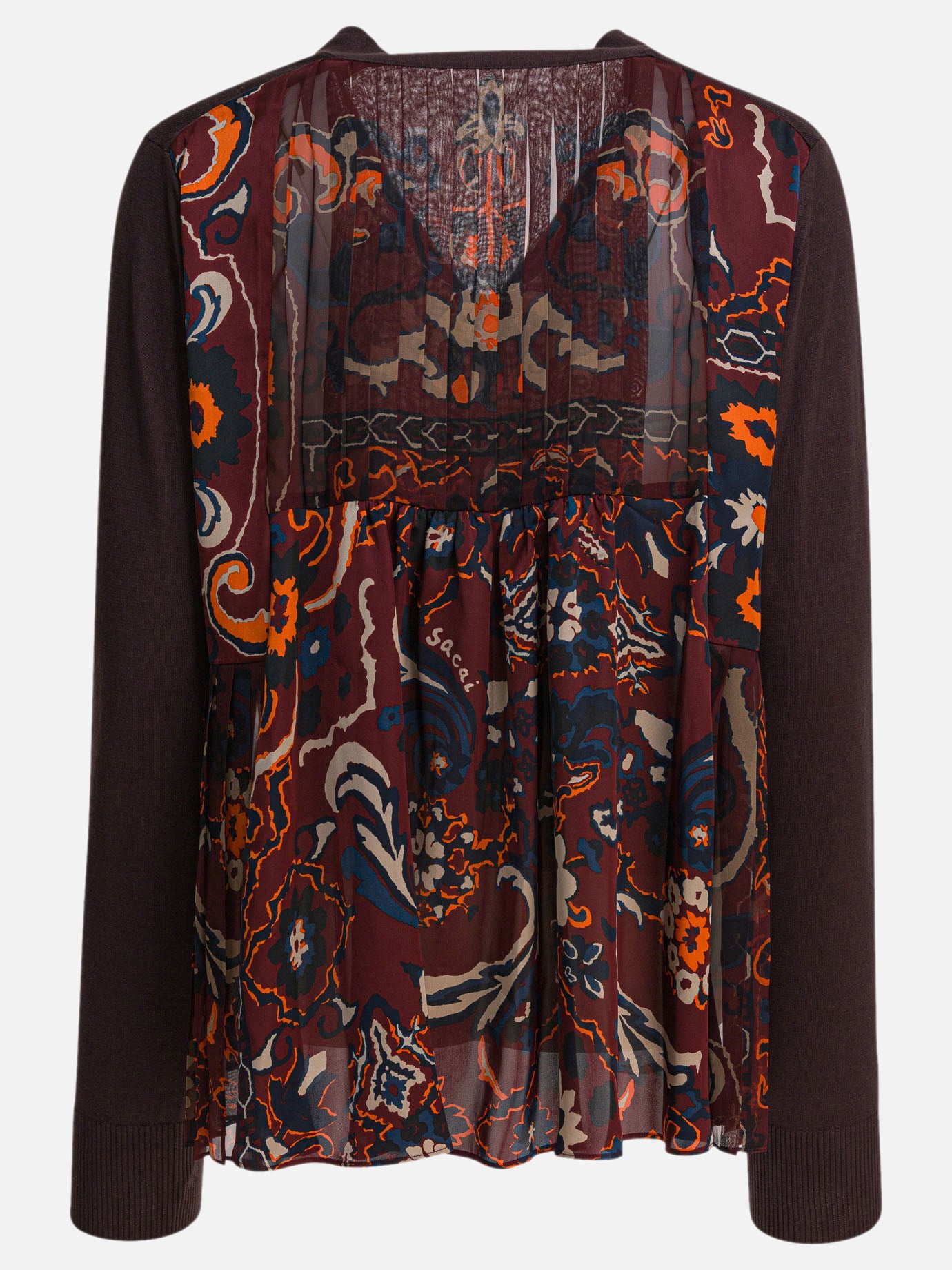 Sacai Cardigan con stampa floreale 12593421_2 Brown thumbnail_2