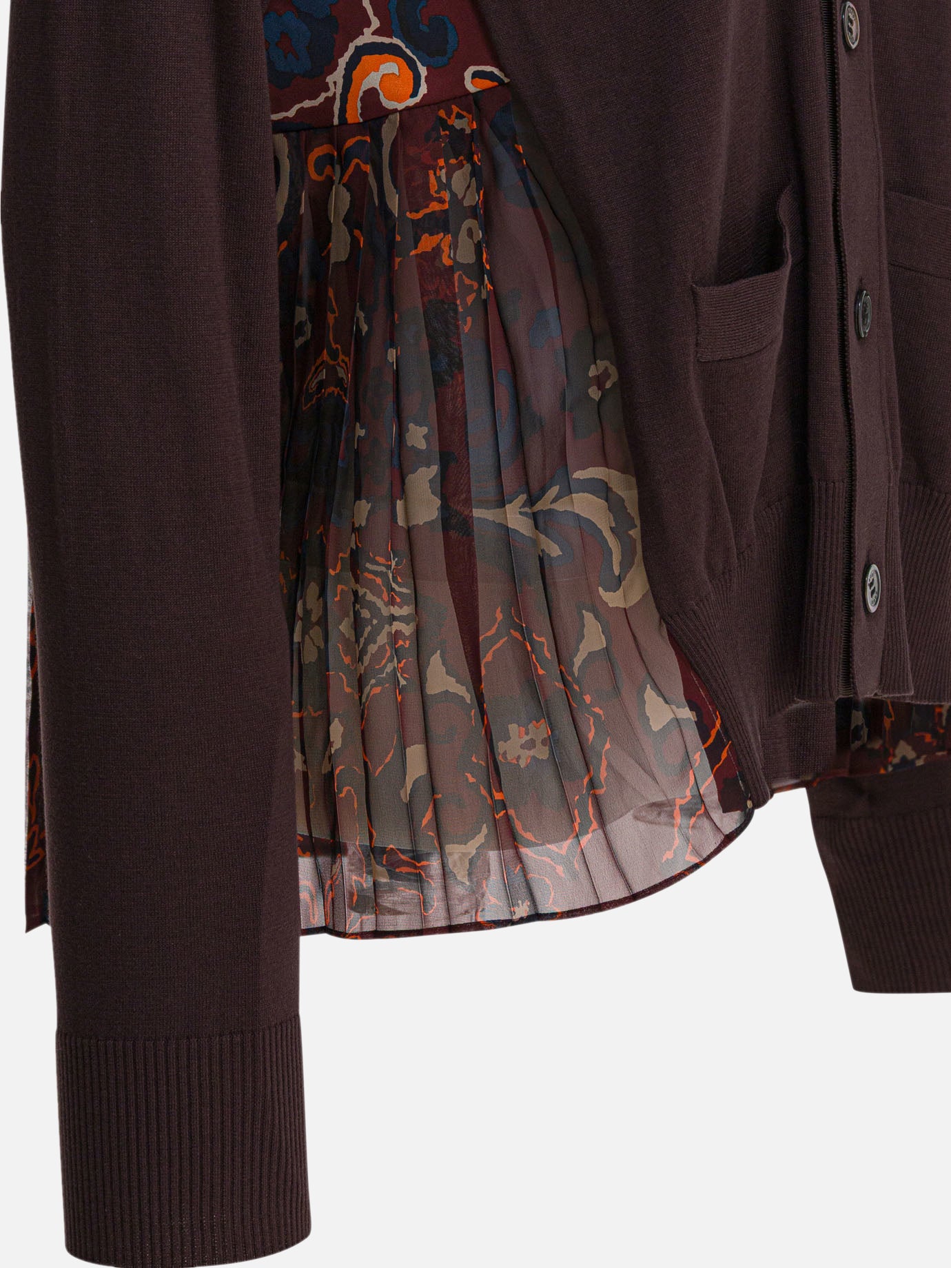 Sacai Cardigan with floral print Brown