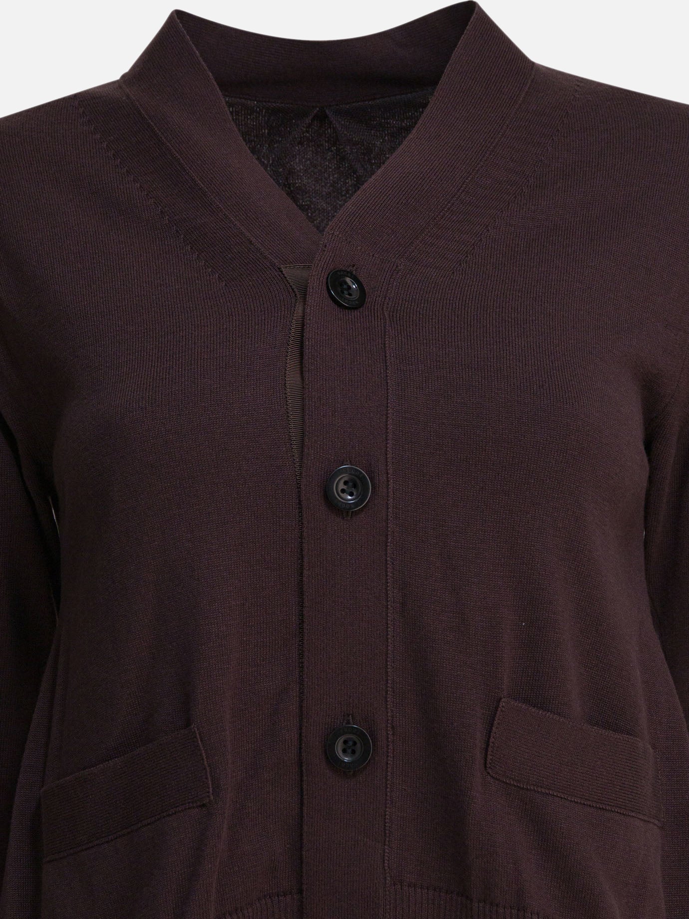 Sacai Cardigan in cotone 14132130_1 Brown thumbnail_3