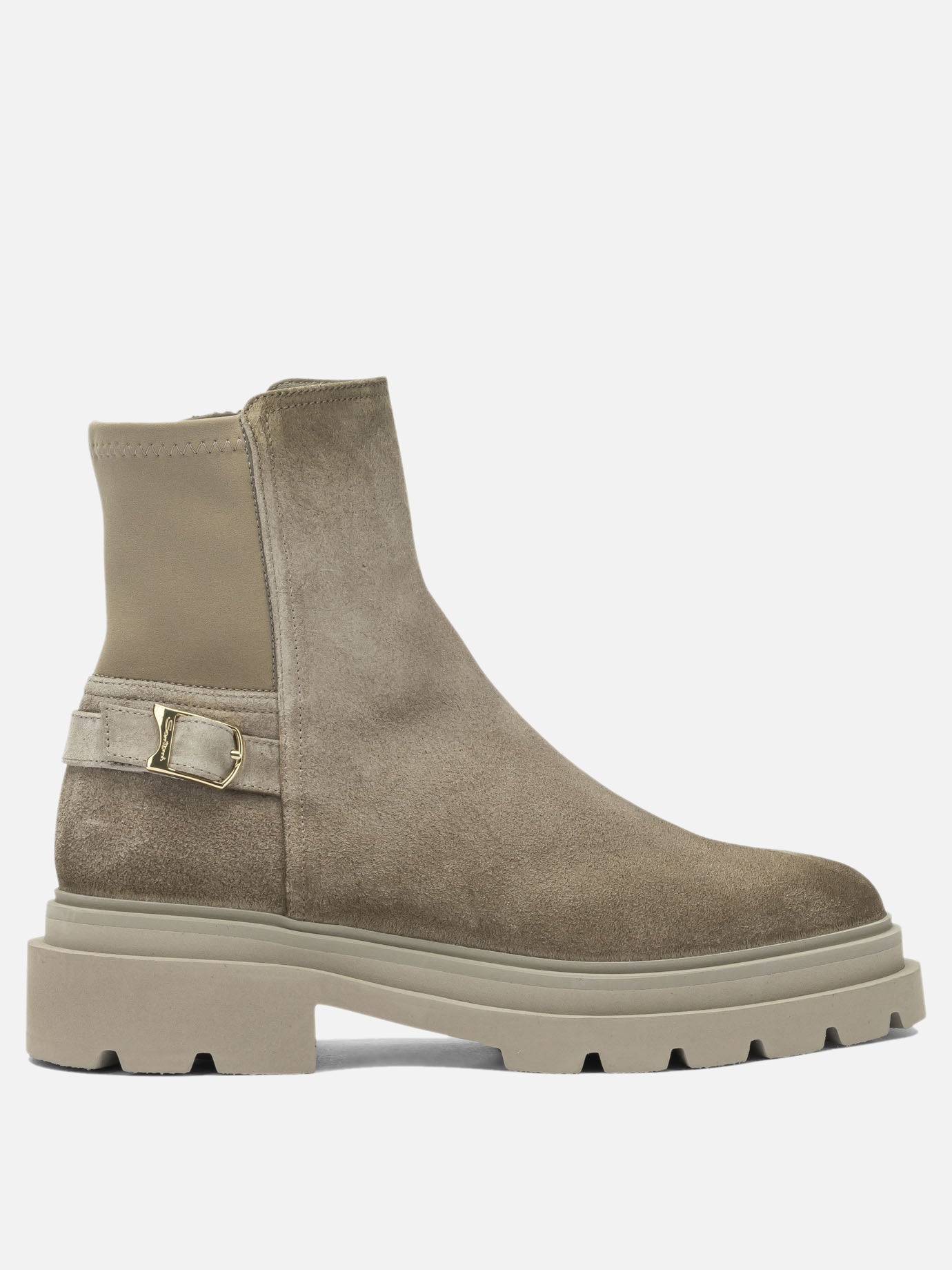 Zipped boots 100% suede - 100% rubber  Beige - Santoni Women | PDP | VIETTI Online Store | thumbnail