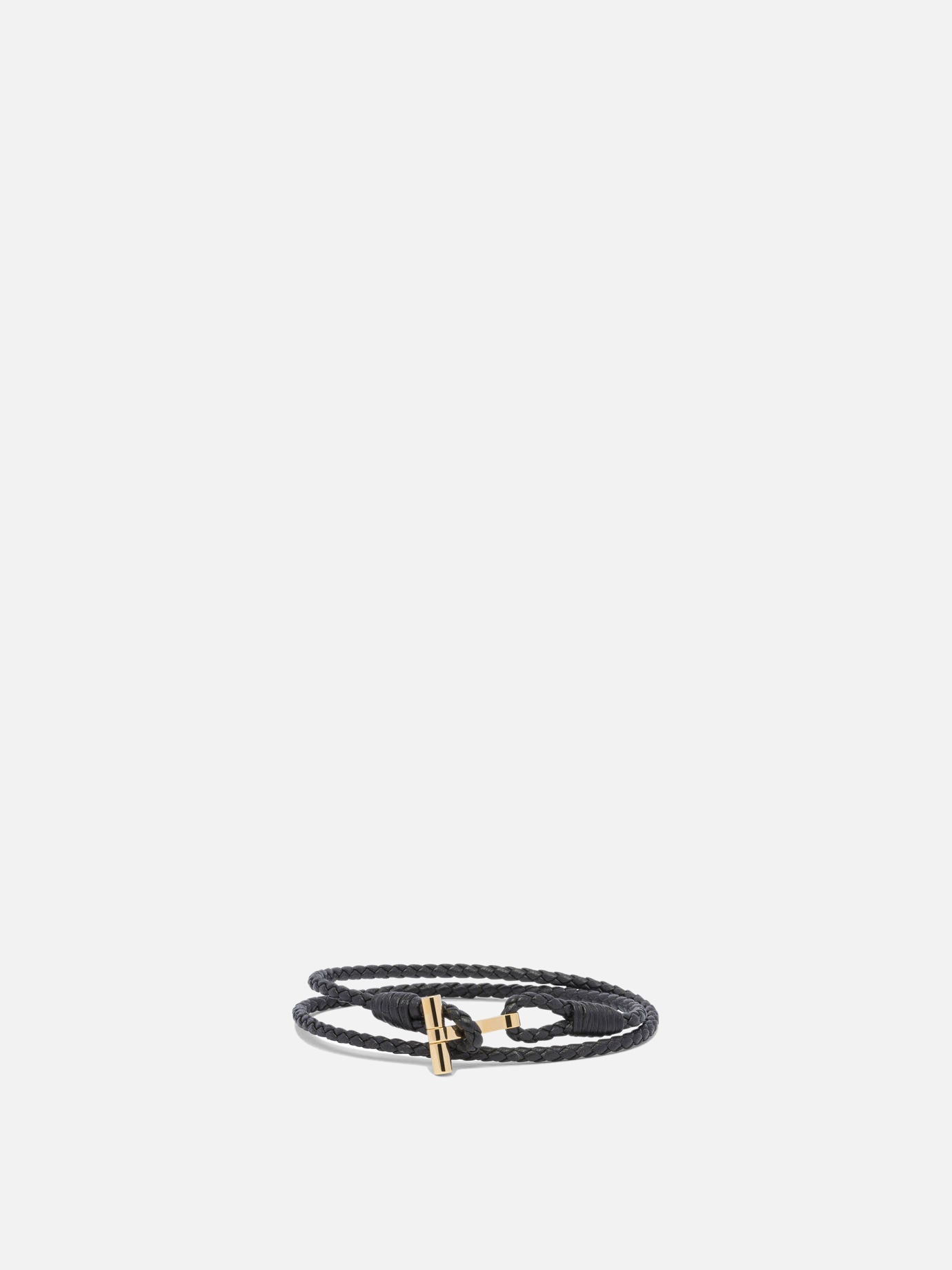 Tom Ford T-braided leather bracelet Brown