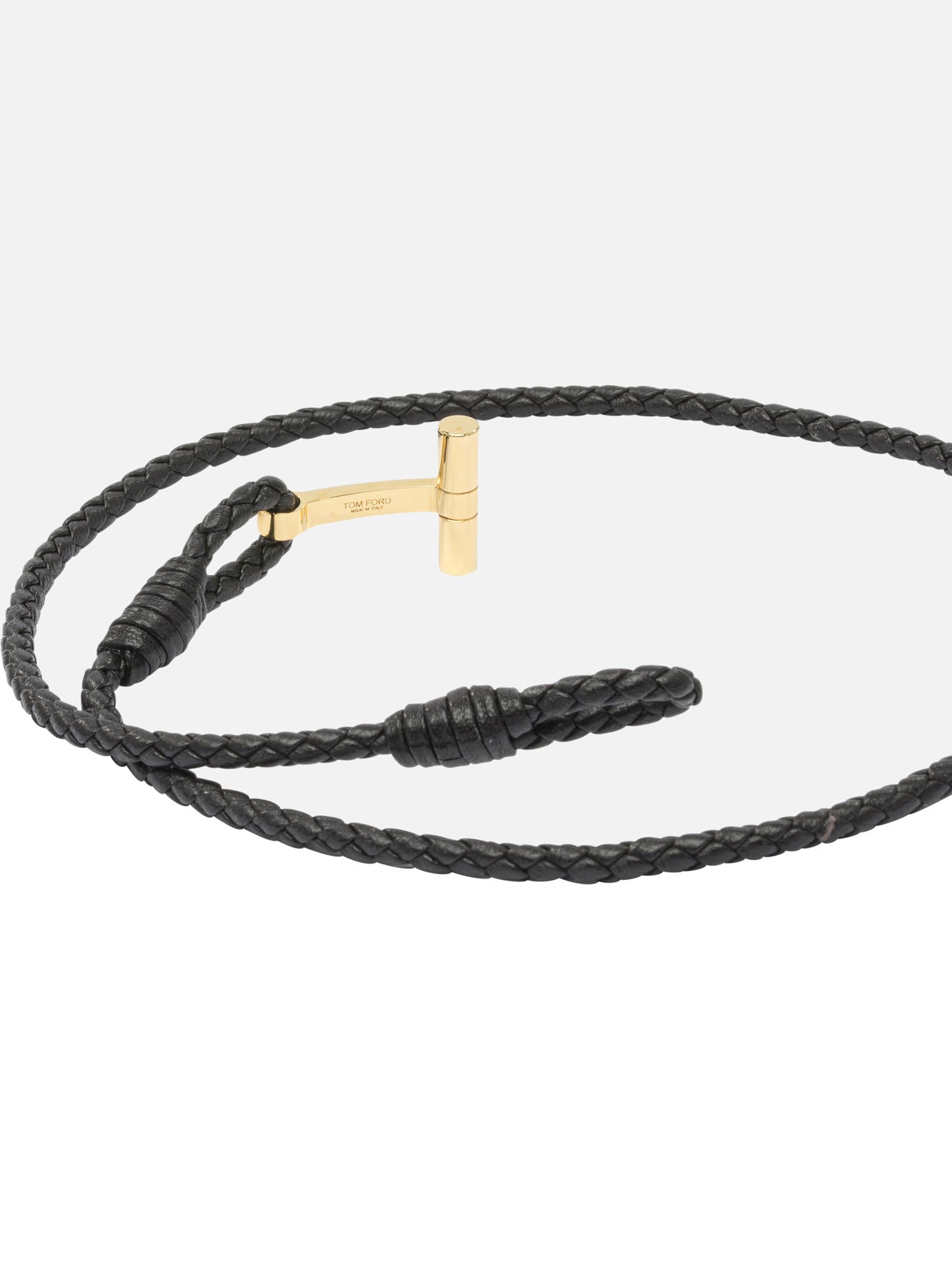 Tom Ford Bracciale in pelle intrecciata a T 29273078_L Brown thumbnail_2