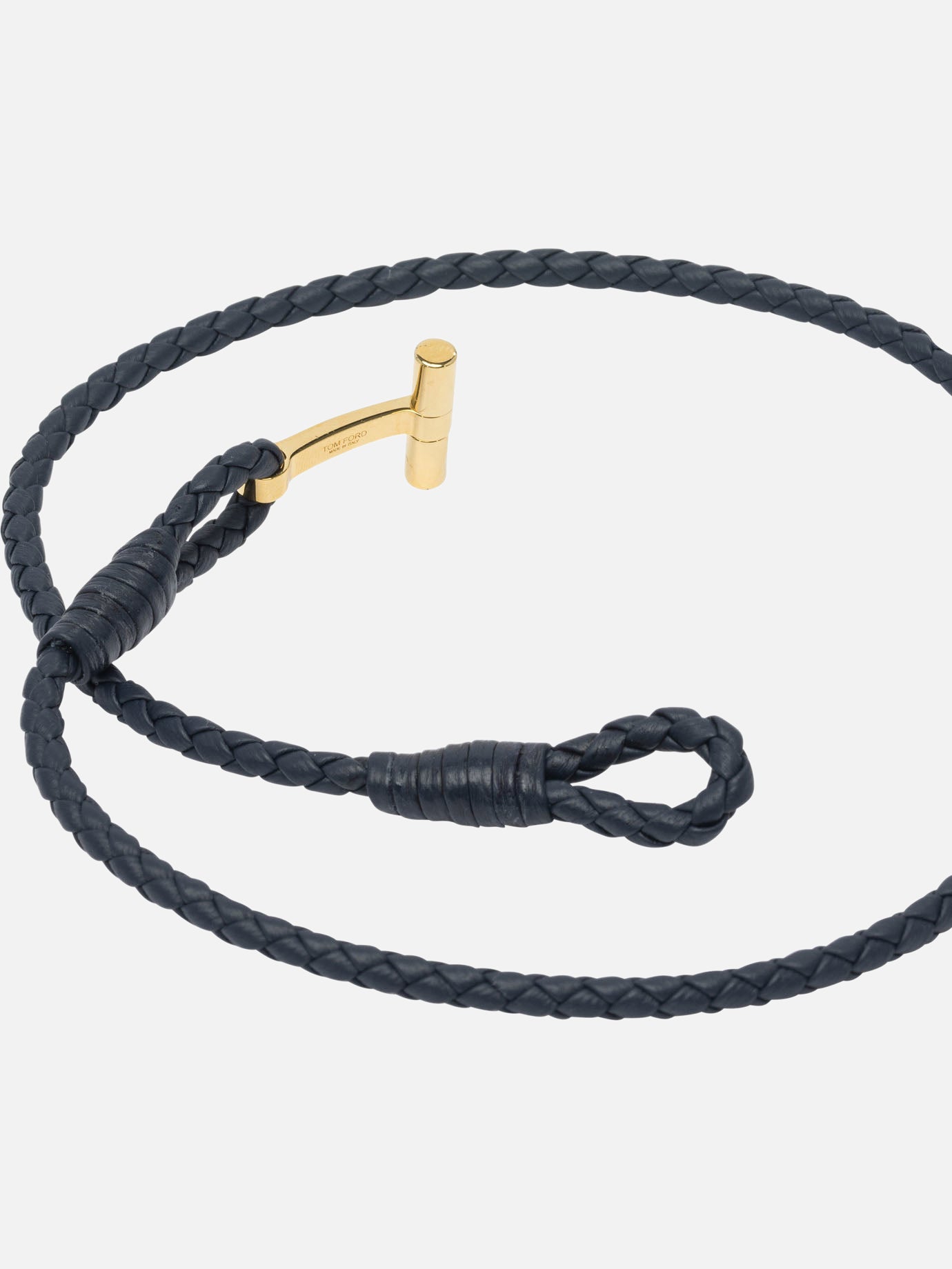 Tom Ford Bracciale in pelle intrecciata a T 22097761_L Blue thumbnail_2